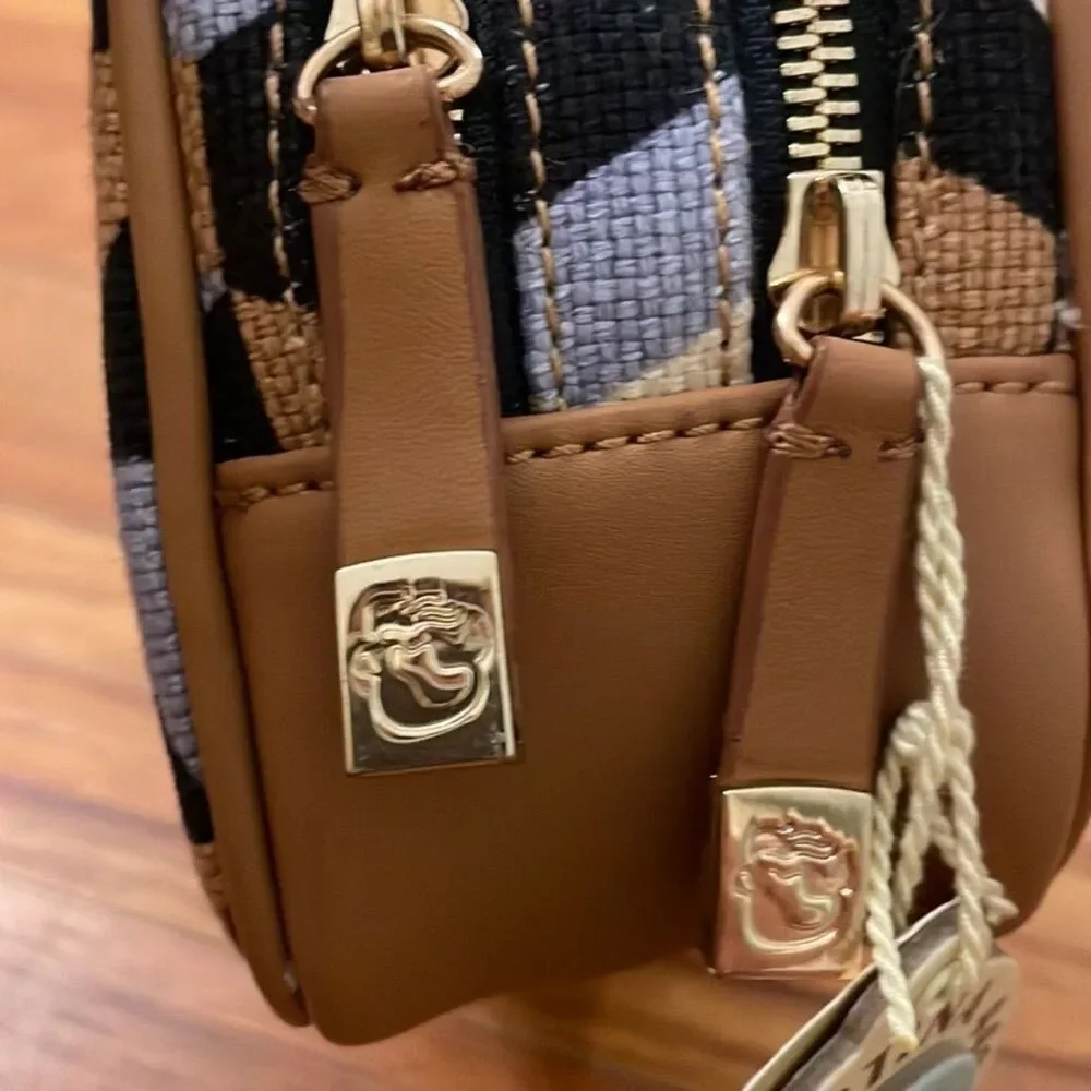 NWT Spartina 449 Linen & Leather Cosmetic Bag